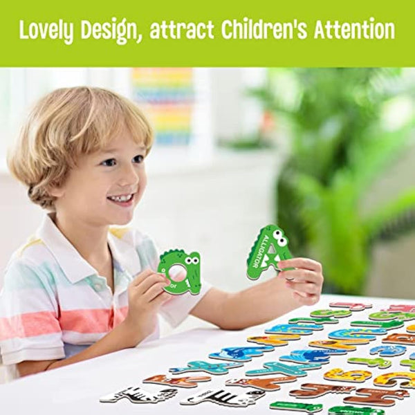 52 Magnetic Alphabet, 26 Uppercase & 26 Lowercase Letters, Adorable Animal Shape Alphabet ABC Magnets for Fridge Educational Spelling Learning Games Toys Set for Kids, Toddlers 3 4 5 Years Old