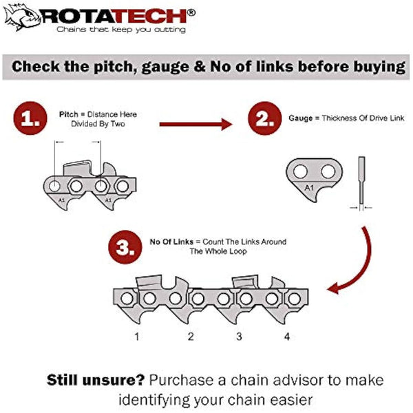 2 X 14 35 cm Rotatech Chainsaw Chains. 3/8" LP Pitch, 0.050" Gauge, 50 DL Drive Links. Compatible with Stihl 018 MS180 MS181 020 021 023 MS200T MS211 MS201T MS231