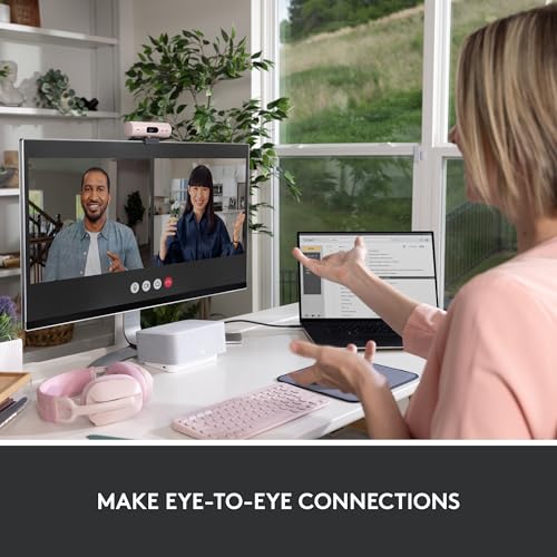 Logitech Brio 500 Full HD Webcam with Auto Light Correction, show Mode, Dual Noise Reduction Mics, Webcam Privacy Cover, Works with Microsoft Teams, Google Meet, Zoom, USB-C Cable, Streaming - White