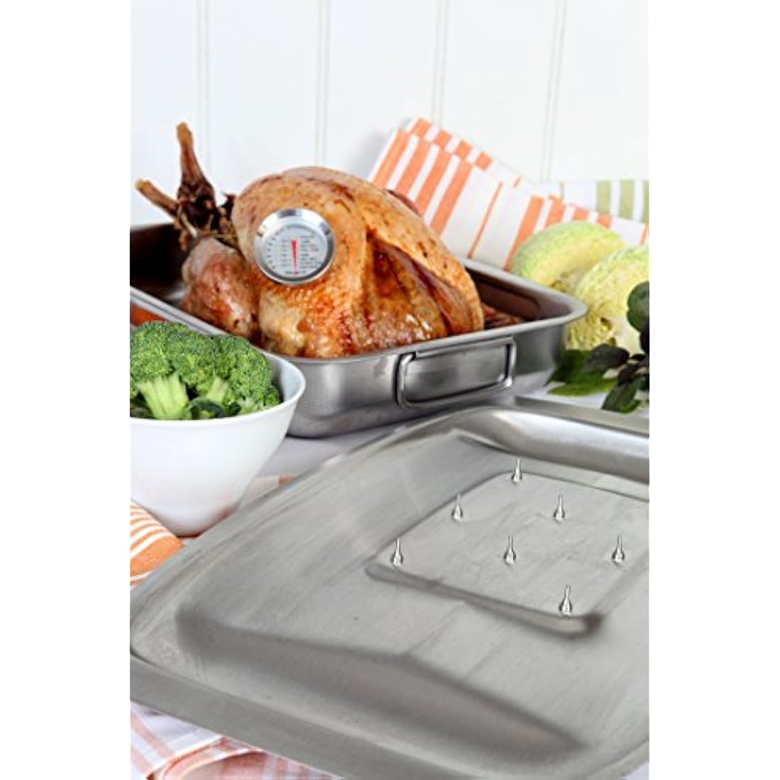 Dexam 17810117 Chichester Carving Dish with Spikes, s/s 45 x 27cm, Stainless Steel, Silver