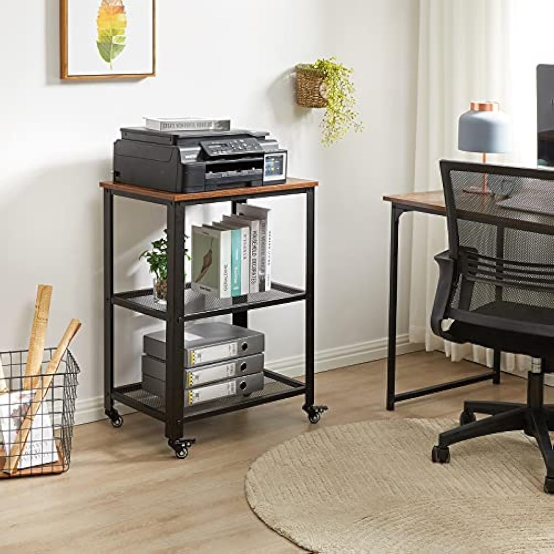 IBUYKE Serving Cart Trolley 60x40x81cm, Industrial Kitchen 3 Levels Shelves, Rolling Utility Cart with 4 Wheels, Heavy Duty Storage Organiser for Kitchen living room TMJ011H