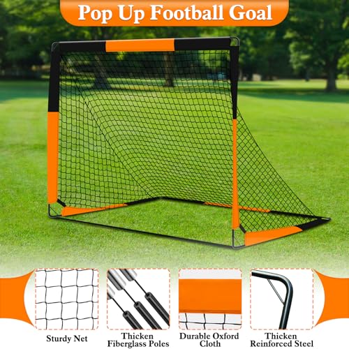 Gofady 2-in-1 Football Goal for Kids - Portable & Durable Soccer Training Net with 5 Target Ranges, Foldable Design, Carrying Bag, Easy Assembly for