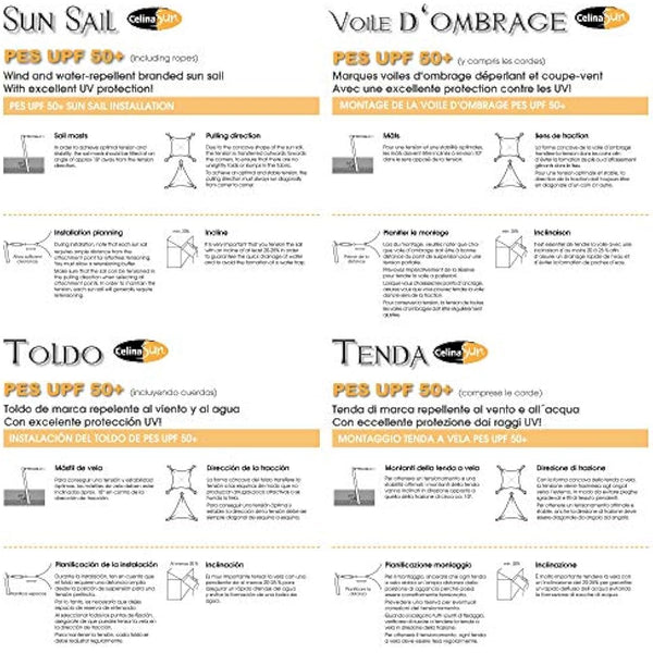 CelinaSun awning sun protection PES UPF 50+ tested UV-protection polyester garden balcony water repellent rectangle 4 x 6 m anthracite