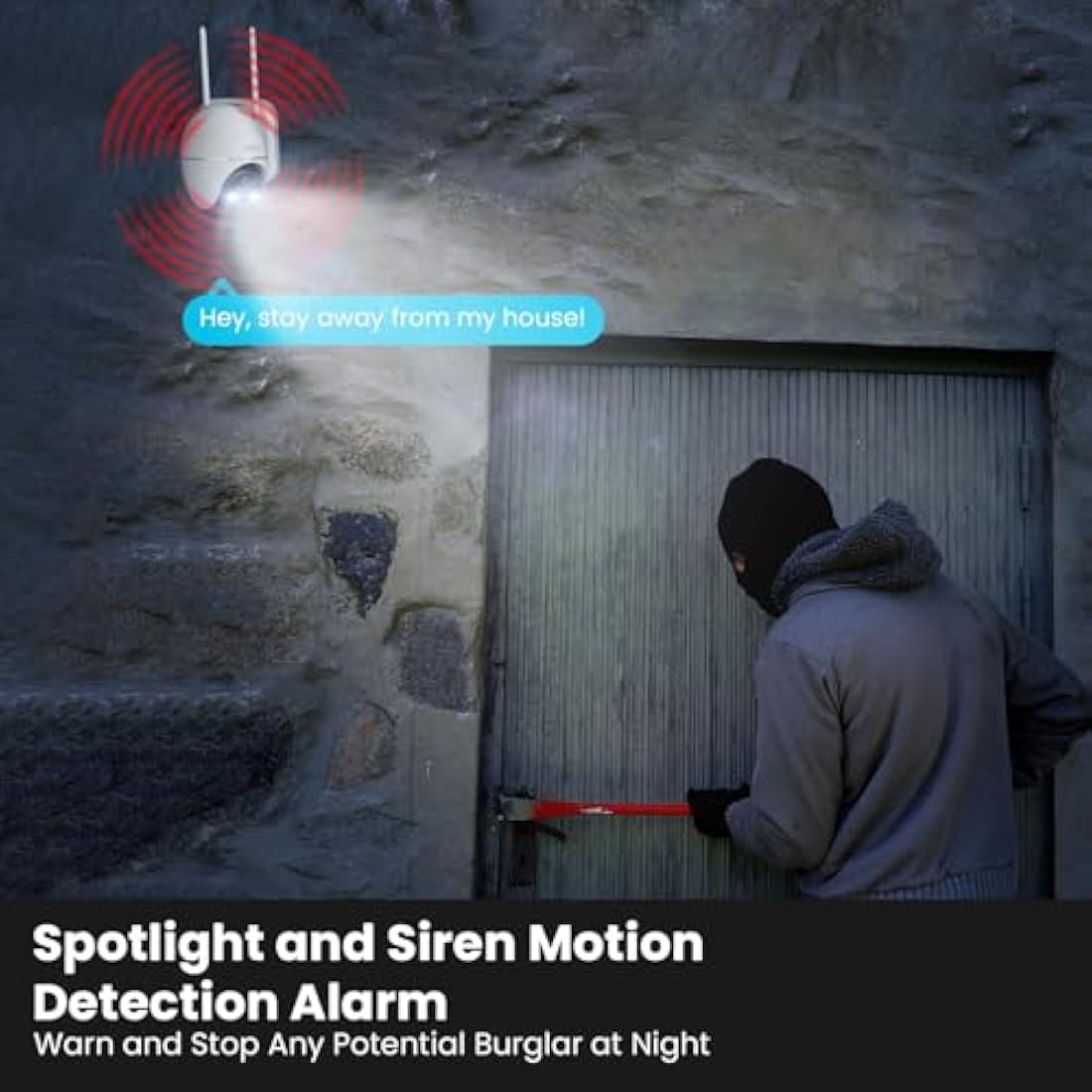 ieGeek 2K 360° Wireless Security Camera Outdoor with Color Night Vision, Rechargeable Battery CCTV Camera Systems, Home PTZ Wifi Camera, Motion Detection, Siren Floodlight,Voice Intercom,Remote Access