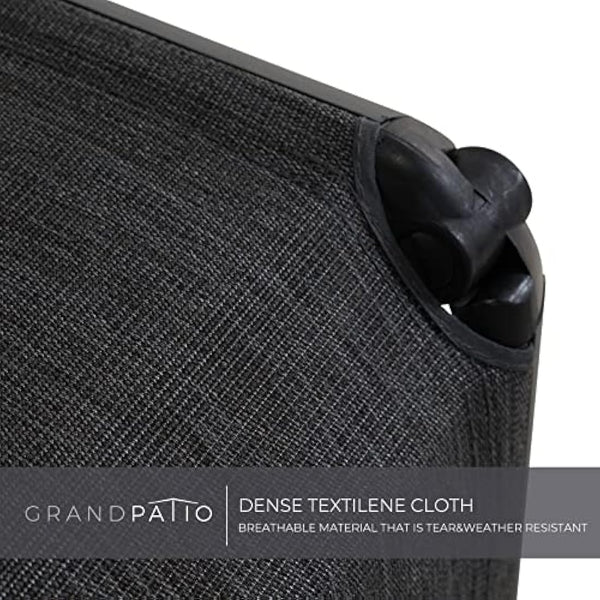 Grand patio Foldable Sun Lounger, Reclining Garden Chair, Aluminium Camping Chairs, Adjustable 6 Position High Backrest, Deck Chair for Garten, Outdoor, Poolside (Black)