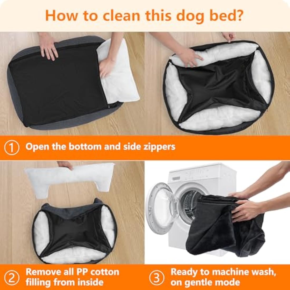 HMTOPE Dog Bed with Removable Cover, Washable Dog Sofa, Soft Dog Crate Mattress, Cat Pet Cushion for Small/Medium/Large Dogs, Dark Grey, 110 x 86 x 26 cm