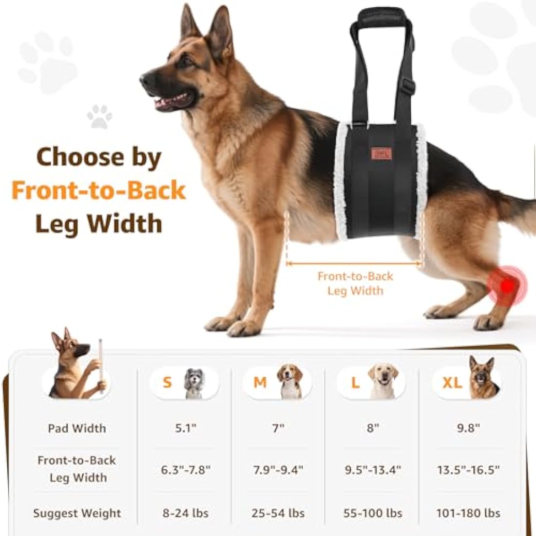 Adjustable Dog Lifting Harness, Support and Rehab Harness for Weak Rear Legs, Soft Sling Assist The Dog Who are Senior, Injured, Disabled and After ACL Surgery Rehabilitation (For Extra Large Dog)