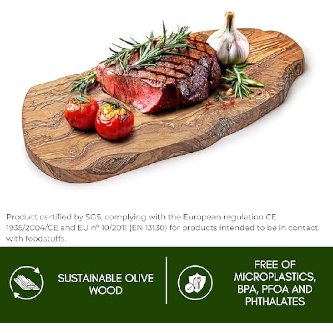 Erreke Wooden Chopping Boards, Handmade Natural Olive Wood Chopping Board, Serve or Chop Food, Large Wooden Cutting Boards, Barbecue Cheese Bread, Artisanal Mediterranean Style, 39x18 cm