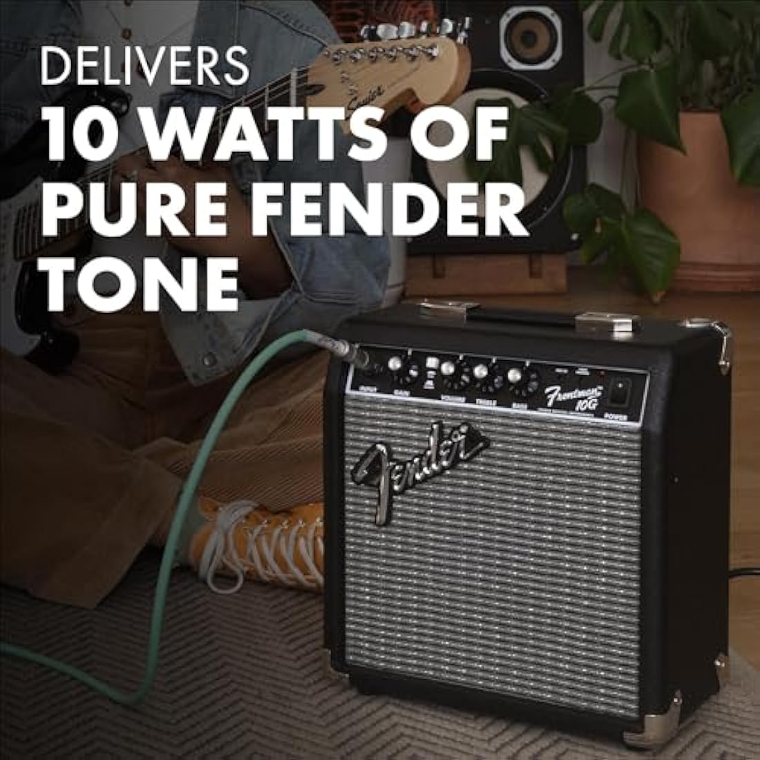 Fender Frontman 10G, Combo Guitar Amp, 10W, Small Practice Amp, Suitable for Electric Guitar, Black/Silver