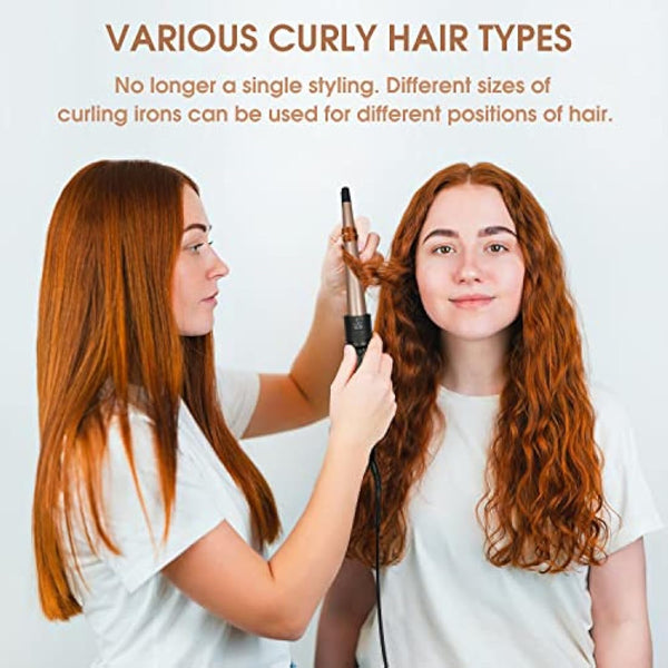 janelove Hair Curler, Curling Wand,6 in 1 Hair Iron Set for Long/Short Hair, with 5 Interchangeable Ceramic Barrel,Include Large/Small Curlers,with Heat Resistant Glove