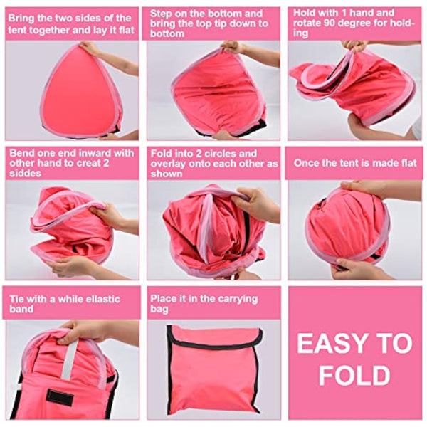 HACRAHO Pop Up Beach Sun Tent, 1 Pack Mini Beach Sun Shade Sun Shelter Tent for Anti-UV Windproof Camping Picnic Tent for Family Camping Picnic Fishing Bench, Rose Red