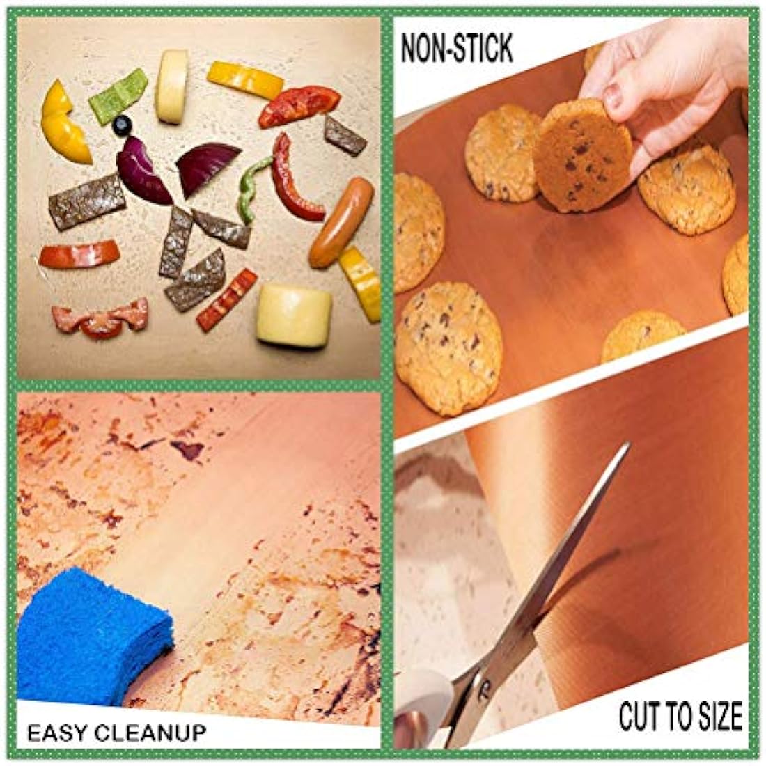 JOKBEN Copper Grill Mat, 5-Pack Heavy Duty Magic BBQ Grill Mats Non Stick, Reusable, and Easy to Clean Barbecue Grilling Accessories for Gas, Electric, and Charcoal Grilling (Grill Mats)