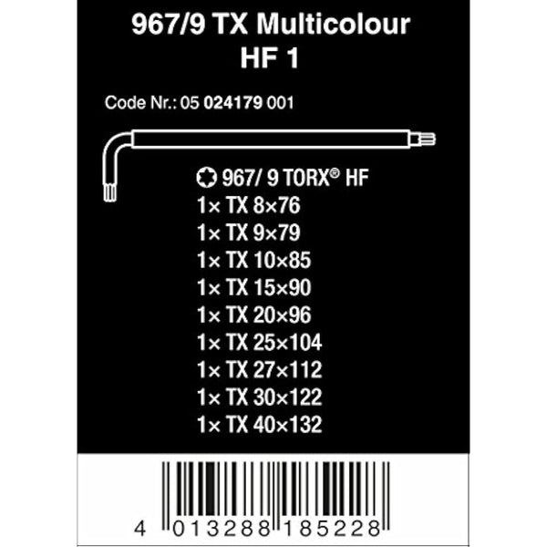 967/9 TX Multicolour Holding Function L-Key Set of 9 (TX8-TX40)