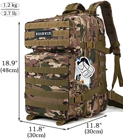 Doshwin 40L Military Backpack Tactical Army Assault Pack Molle Camo Rucksack for Camping Trekking Travel Hiking