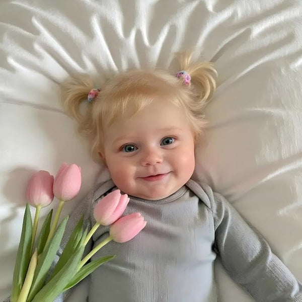 iCradle Reborn Baby Dolls 20 inch 50cm Blonde Hair Reborn Baby Doll Toddler Lifelike Real Soft Touch Maddie Handmade Doll