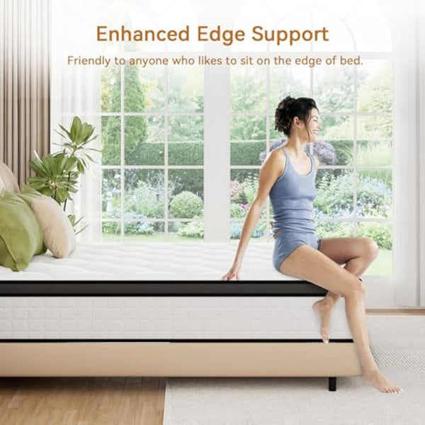 ABENE Mattress 10.6 Inch Single Memory Foam Pocket Spring Mattress 3FT, Medium Firm Hybrid 7 Zone Orthopedic, OEKO-TEX Certified Soft Fabric (90x190x27cm)