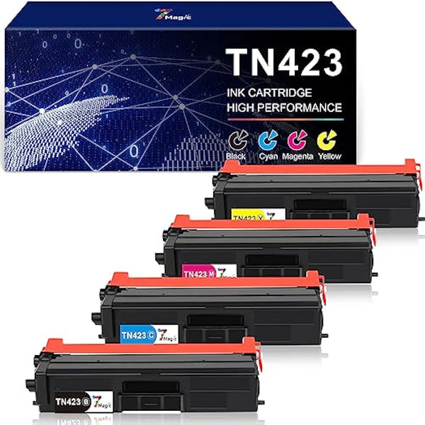 7Magic TN423 Compatible Toner Cartridges Replacement for Brother TN-423 TN-421 TN421 for HL-L8260CDW HL-L8360CDW MFC-L8690CDW MFC-L8900CDW DCP-L8410CDW DCP-L8410CDN (Black Cyan Magenta Yellow, 4-Pack)