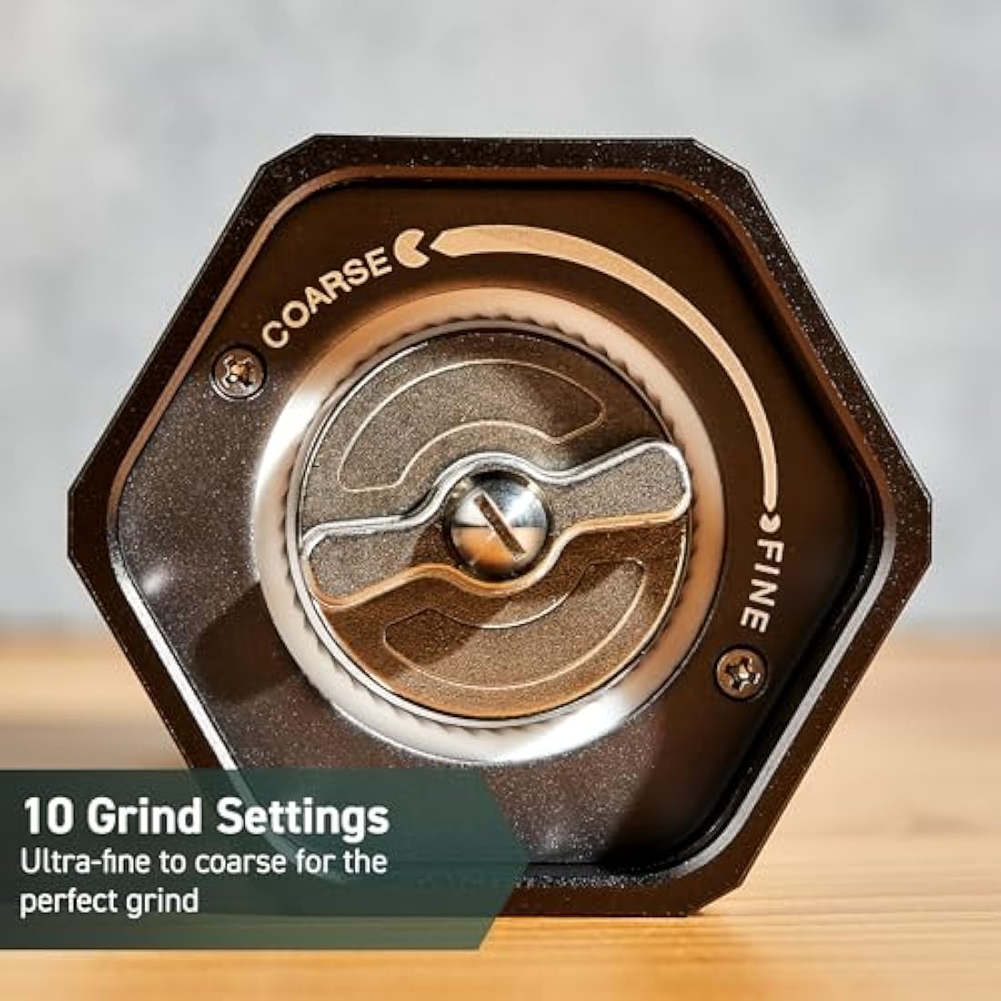 HexClad HexMill Pepper Grinder, Professional Grade Heavy Duty, Refillable, Aluminum Matte Black, Adjustable Ten Coarse Grind Settings