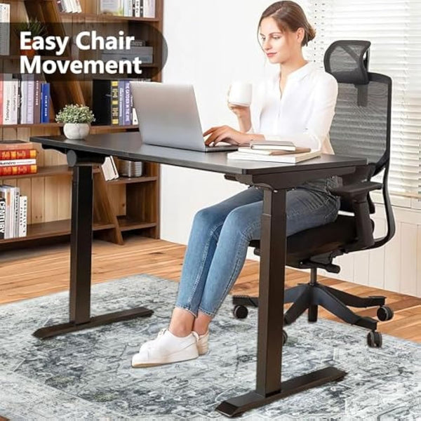 Homcomodar Office Chair Mat for Hardwood Floor 120x150cm Grey, Computer Desk Chair Mat for Hard Floor, Chair Floor Protection Mat Non Slip Rubber Mats for Home Office Chair