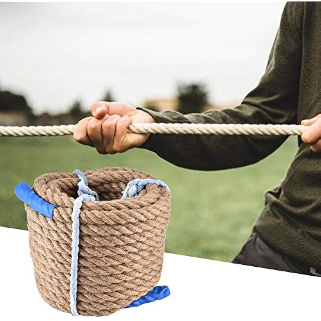 Alomejor 20m Jute Rope Natural Jute Climbing Rope Twine String for Tug-Of-War Competitions Packaging Bundling