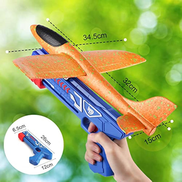 Airplane Launcher Toy, Foam Throwing Glider Plane with Catapult Gun, Indoor Outdoor Shooting Game for Kids Boys Girls Age 3-12,Flying Gadget Children Xmas Birthday Gift & Present Stocking Filler