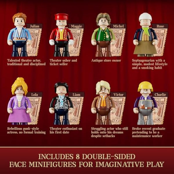 FUNWHOLE Balcony Theatre Lighting Building Bricks Set - City Town Creator House LED Light Multi-Form Modular Collectible Display Kit 2445 Pcs for for Adults and Teen