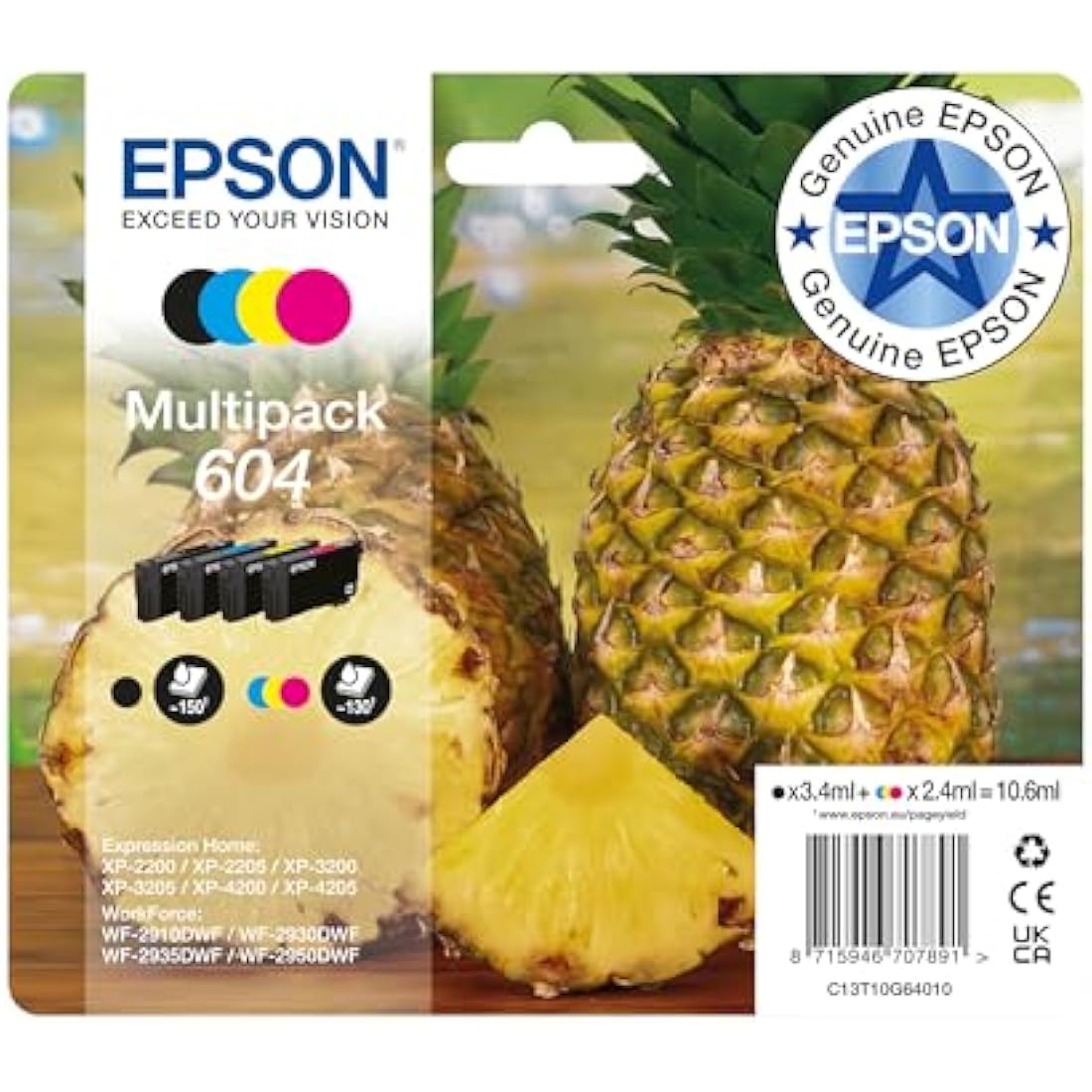 Epson 604 Pineapple, Genuine Multipack, 4-colours Ink Cartridges