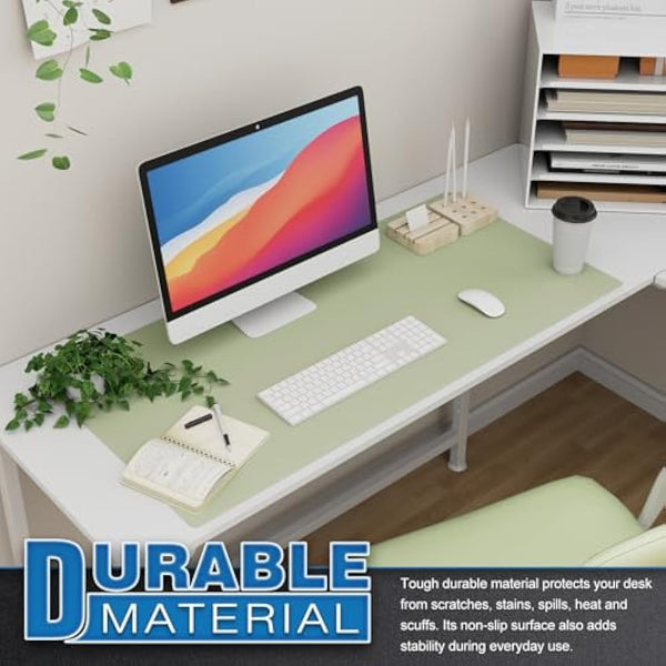 K KNODEL Large Office Leather Desk Mat, Mouse and Keyboard Pad, Computer and Laptop Mat, Desktop Protector and Cover, Writing Pad and Blotter (90x43cm, Light Green)