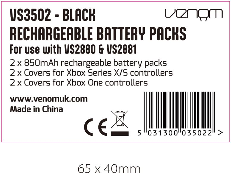 Venom Charging Dock with Rechargeable Battery Pack - Black (Xbox Series X & S/Xbox One)