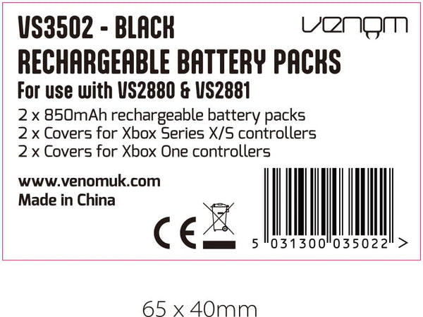 Venom Charging Dock with Rechargeable Battery Pack - Black (Xbox Series X & S/Xbox One)