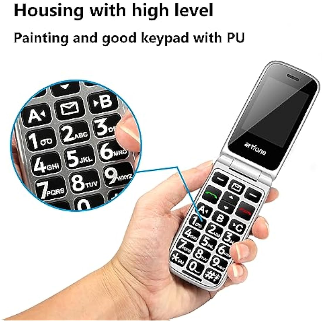 artfone F30 4G Unlocked Basic Mobile Phone for Seniors丨Flip Phone丨SIM Free Big Button Senior Mobile Phone丨2.4" Display丨 SOS Button丨Speed Dial丨Charging Dock丨FM丨Torch丨1300mAh Battery - Silver Grey