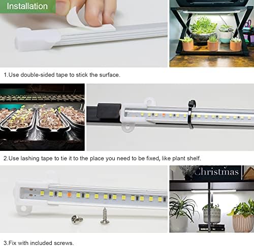 Wiaxulay LED Plant Grow Light Strips, 6000K Full Spectrum Grow Lights for Indoor Plants, Sunlike Growing Lamp with 6/12/16H Timer, 5 Dimmable Levels for Hydroponics Succulent, Plant Shelf, 2 Pack