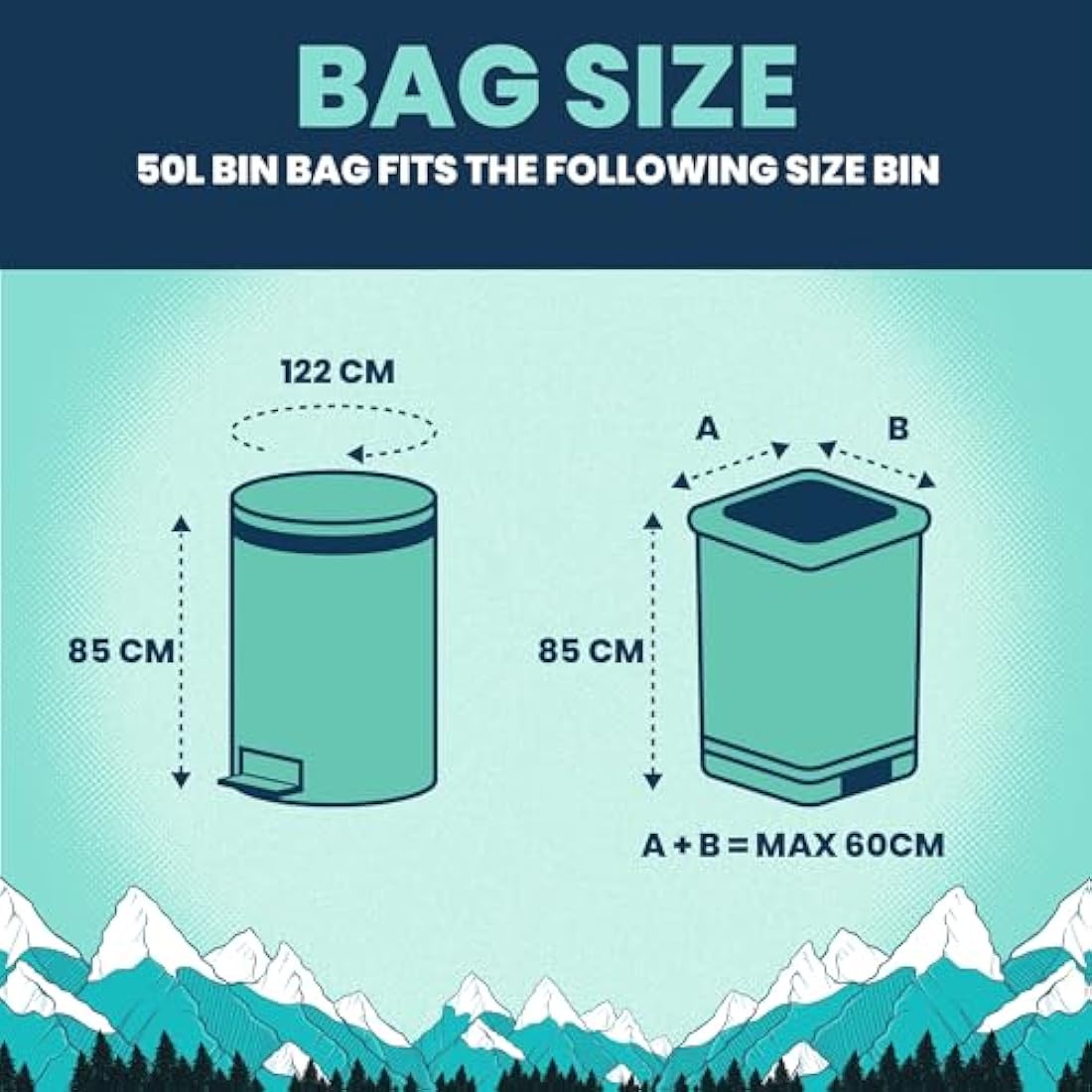 BEAST BIN BAGS, Mega Pack, 20 Rolls of 10 x 50 Litre Bags (Total 200 Bags) - Made From 100% Recycled LLDPE - Incredibly Strong Drawstring Swing Blue Bin Bags