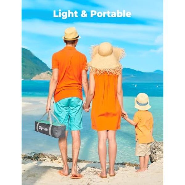 Glymnis Beach Tent Large for 2-3 Person, Portable UV Protection Beach Sun Shelter Lightweight Sun Shade Tent for Beach, Garden, Fishing, Picnic