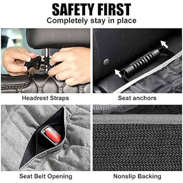 PLUTUS PET Dog Car Seat Cover for Back Seat with Side Flaps and Mesh Window, Waterproof Anti-scratch Nonslip Dog Hammock for Cars, Trucks and SUVs