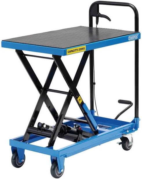 Draper Hydraulic Lifting Table, Certified to 225kg - 99814 - Lifting Range 225-720mm, Blue and Black