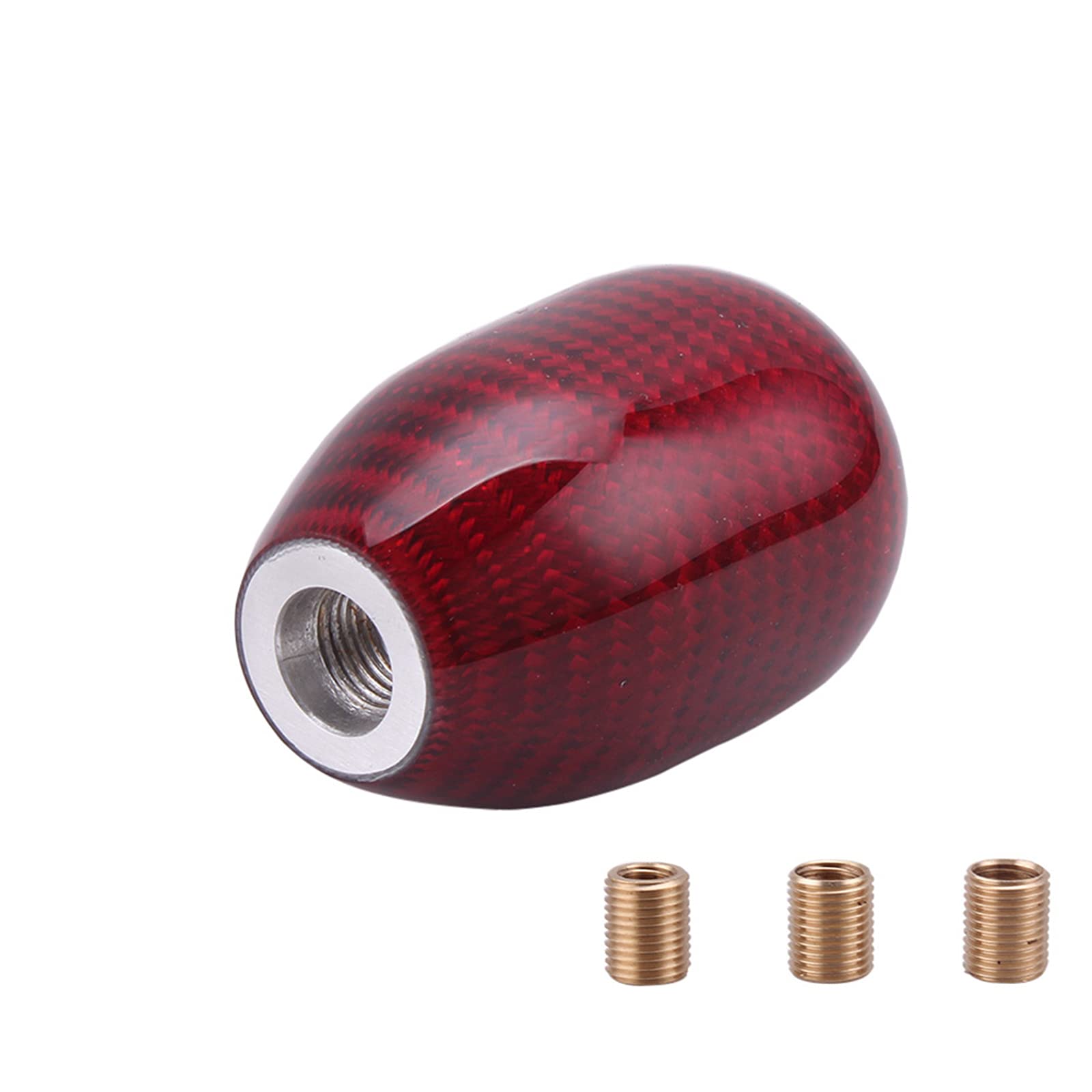muge racing Carbon Fiber Shift Knob Gear Shifter Knobs with 3 Adapter Most Car Decorations Classic,Red-Long
