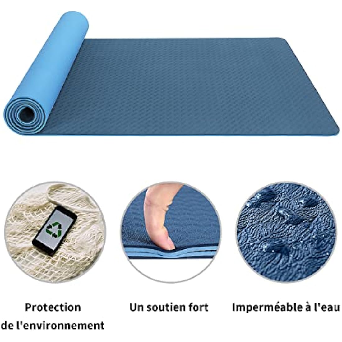 Good Nite Yoga Mat TPE Non-Slip Exercise Fitness Pilates Gymnastics Training Sport Mat Turn Mats Floor Gym with Carry Strap 183 x 61 x 0.6 cm