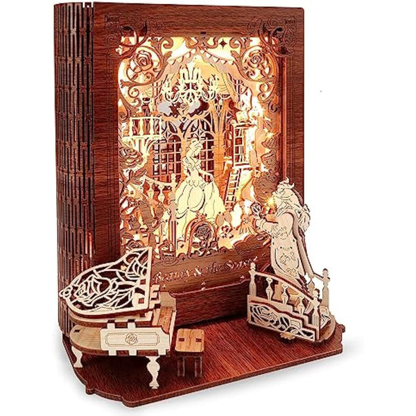 FUNPOLA Beauty and the Beast 3D Wooden Puzzle for Adults – Beauty and the Beast 3D Puzzle Storybook Lamp – 3D Wood Puzzles Décor Model Kit for Kids and Adults