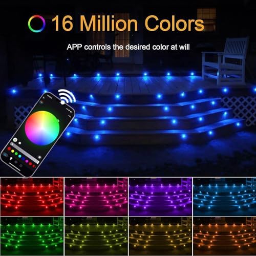 INDARUN RGB Led Decking Lights 0.5W Waterproof IP67 Ø30MM + WiFi Controller - Lighting for Terrace/Patio/Path/Wall/Garden/Decoration, 30 Packs