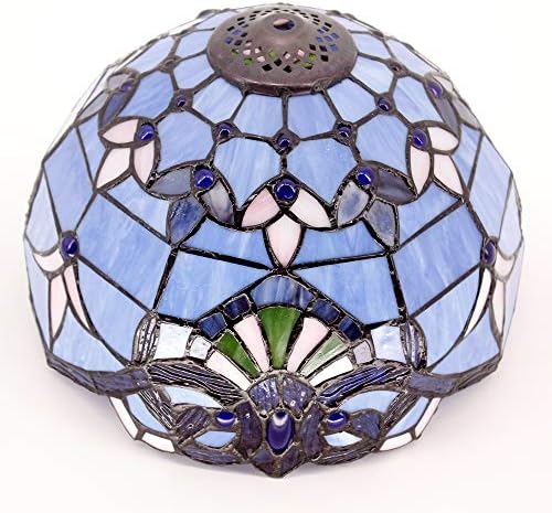 4MYHOME Tiffany Lamp Blue Purple Stained Glass Table Lamp 12X12X18 Inches Baroque Style Lavender Bedside Reading Desk Light Decor Bedroom Living Room Home Office S003C Series
