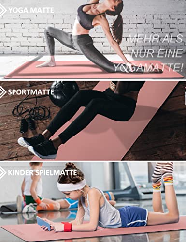 Non-Slip Yoga Mat with Carry Strap, 8 mm Extra Thick