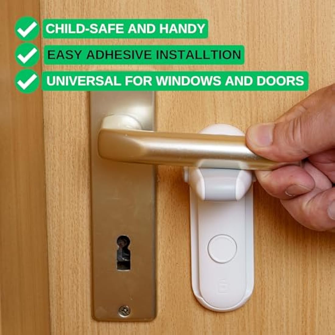 Door Handle Lock, 2 pcs, White, for Children and Pets, Prevents Opening of Doors, Child Proof Door Lock, Toddler Door Latch, Baby Safety Door Blocker, Childproof Door Lever Lock, Babyproofing Door