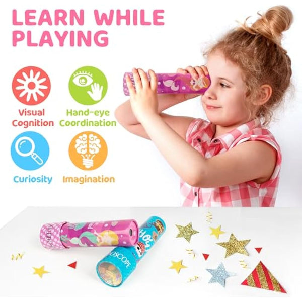 D-FantiX Classic Tin Kaleidoscope, 2 Pack Kaleidoscope for Kids Boys Girls, Retro Toys Educational Toys with Metal Body, Boys Girls Birthday Party Gift, Goodie Bags, Party Favors for Kids(Style 1)