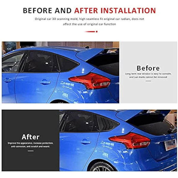 MARCHFA Rear Side Window Louvers Compatible for Focus ST RS MK3 Hatchback 2012-2018 Louver Accessories (Matte Black)