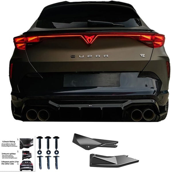 Oneway Rear Side Diffusors compatible with Cupra Formentor 2020-2024 & Facelift 2024- - Version 3 - Gloss black