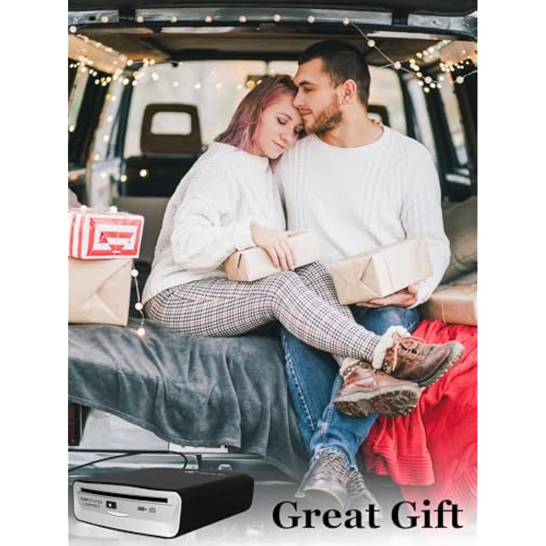 External Universal CD Player for Car - LEHWEY Portable CD Player with Extra USB Extension Cable, Plugs into Car USB Port, Laptop, TV, Mac, Computer, for Android 4.4 and Above Navigation