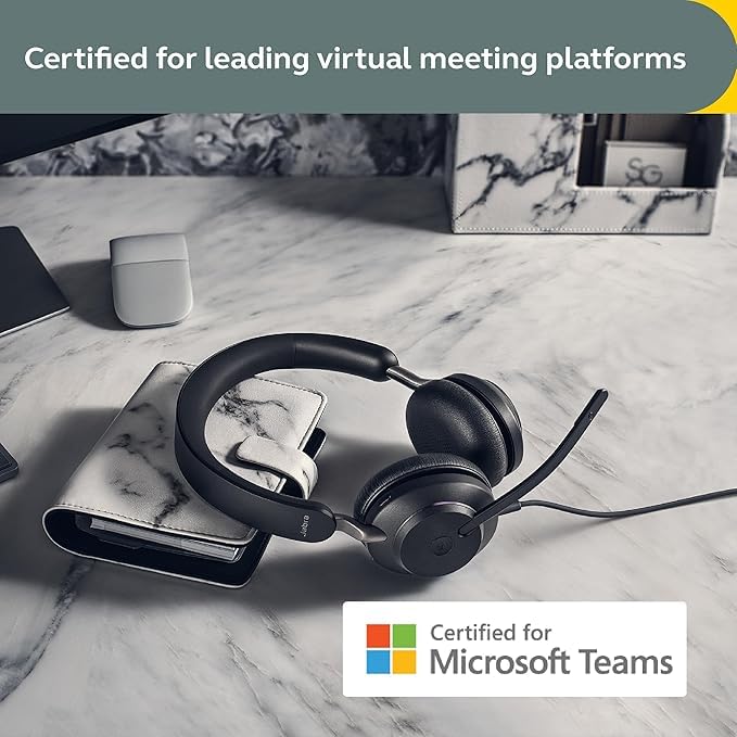 Jabra Evolve2 40 SE Wired Noise-Cancelling Stereo Headset With 3-Microphone Call Technology and USB-A Cable - MS Teams Certified, Works with All Other Platforms - Black