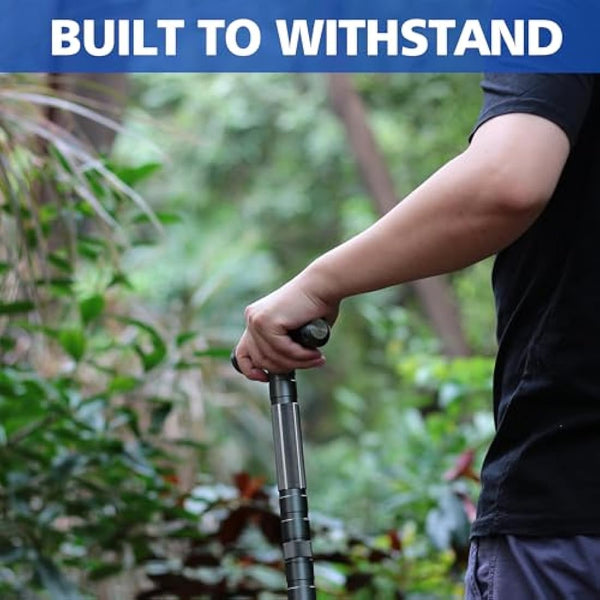 aiGear Tactical Stick/Hiking Walking Trekking Poles | CNC Machined Aluminum Tactical Cane - Adjustable Length | For Hiking Camping Mountaining Backpacking | Color Gray