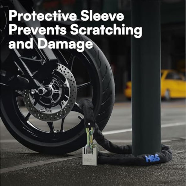 H&S Heavy Duty Motorbike Lock with Padlock - Anti-Theft Thick 10mm x 1.2m Bike Locks High Security Chain - Bicycle Motorcycle Lock and Padlock with Scratch-Proof Nylon Sleeve